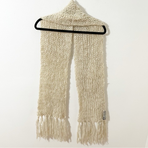 Manos Del Uruguay 100% Virgin Wool Hand Spun Handmade Chunky Knit Cream Scarf🧣 - Picture 7 of 9